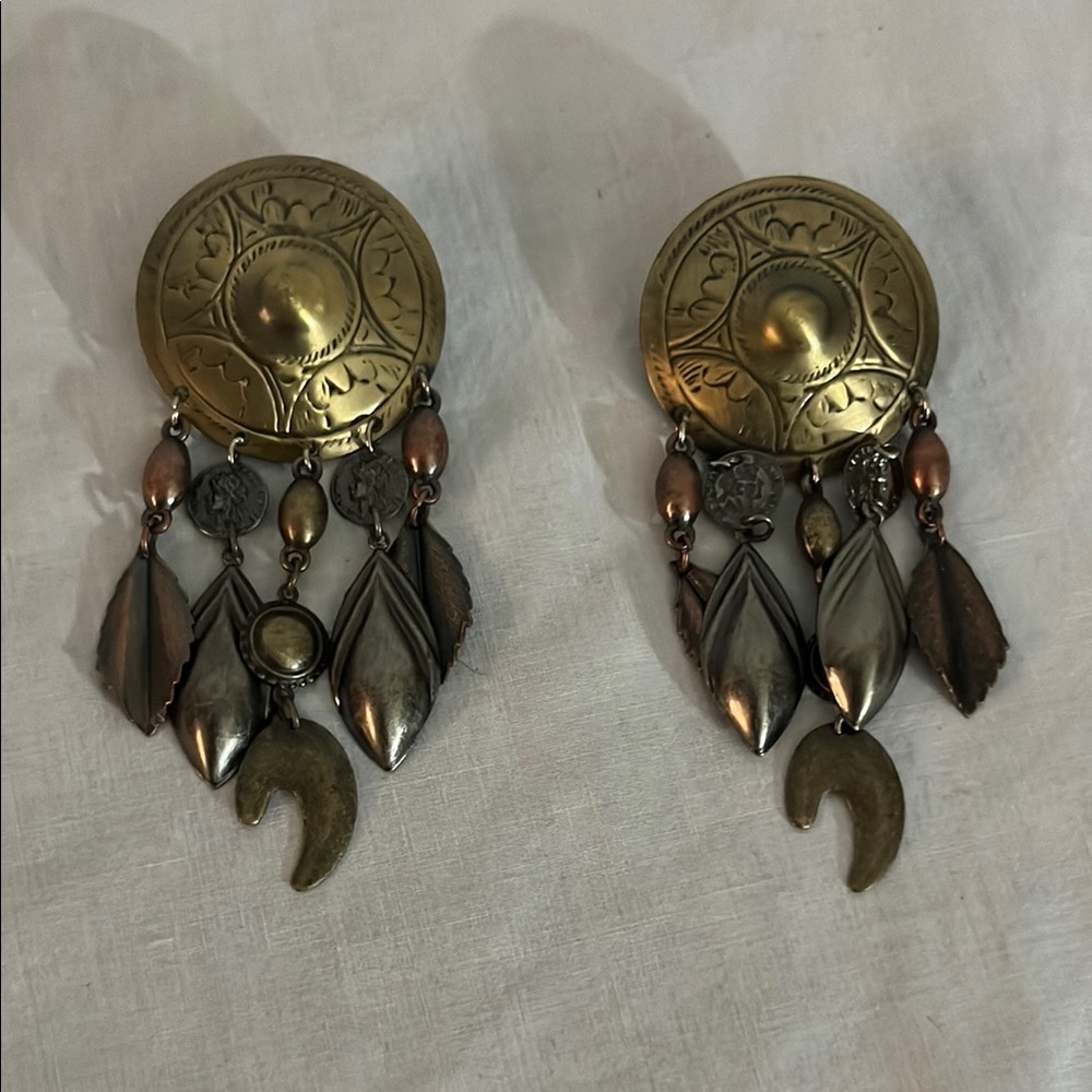 Vintage Gold and Silver Dangle Earrings